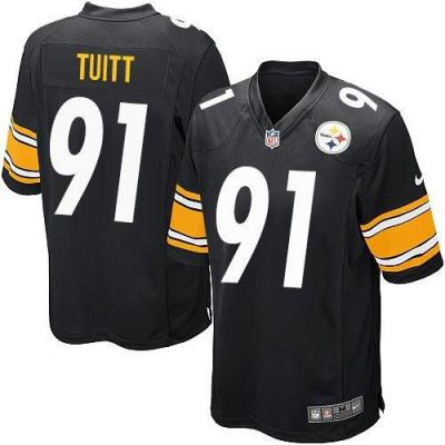 Youth Nike Steelers #91 Stephon Tuitt Black Team Color Stitched NFL Elite Jersey