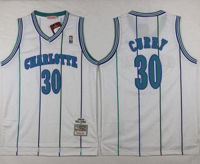 Charlotte Hornets #30 Dell Curry White Mitchell And Ness Throwback Stitched NBA Jersey