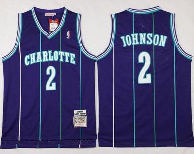 Charlotte Hornets #2 Larry Johnson Purple Mitchell And Ness Throwback Stitched NBA Jersey Charlotte Hornets #2 Larry Johnson Purple Mitchell And Ness Throwback Stitched NBA Jersey