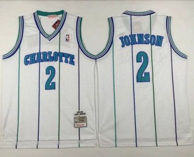 Charlotte Hornets #2 Larry Johnson White Mitchell And Ness Throwback Stitched NBA Jersey Charlotte Hornets #2 Larry Johnson White Mitchell And Ness Throwback Stitched NBA Jersey