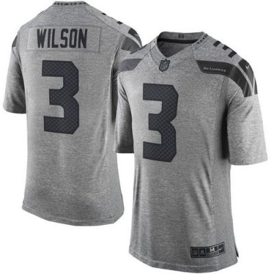 Nike Seattle Seahawks #3 Russell Wilson Gray Men's Stitched NFL Limited Gridiron Gray Jersey
