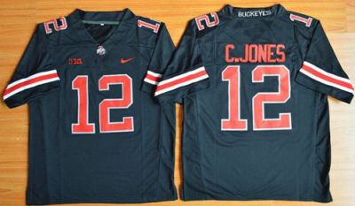 Ohio State Buckeyes #12 Cardale Jones Black(Red No.) Limited Stitched NCAA Jersey