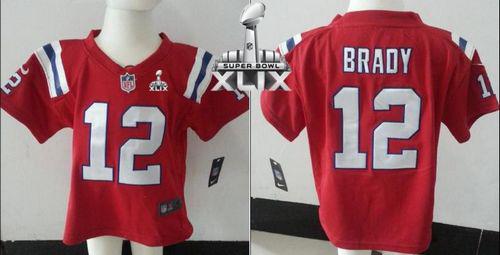 Toddler Nike Patriots #12 Tom Brady Red Alternate Super Bowl XLIX Stitched NFL Elite Jersey