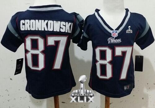 Toddler Nike Patriots #87 Rob Gronkowski Navy Blue Team Color Super Bowl XLIX Stitched NFL Elite Jersey