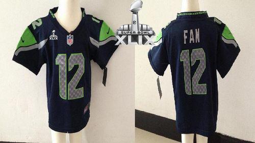Toddler Nike Seahawks #12 Fan Steel Blue Team Color Super Bowl XLIX Stitched NFL Elite Jersey