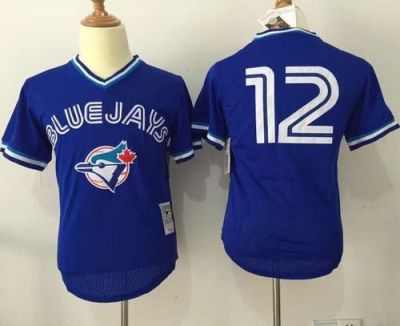 Toronto Blue Jays #12 Roberto Alomar Blue Mitchell And Ness Throwback Stitched MLB Jersey