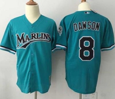 Miami Marlins #8 Andre Dawson Green Mitchell And Ness 1995 Throwback Stitched MLB Jersey