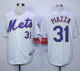New York Mets #31 Mike Piazza White(Blue Strip) Home Cool Base Stitched MLB Jersey