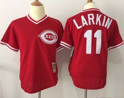 Cincinnati Reds #11 Barry Larkin Red Mitchell And Ness Throwback Stitched MLB Jersey