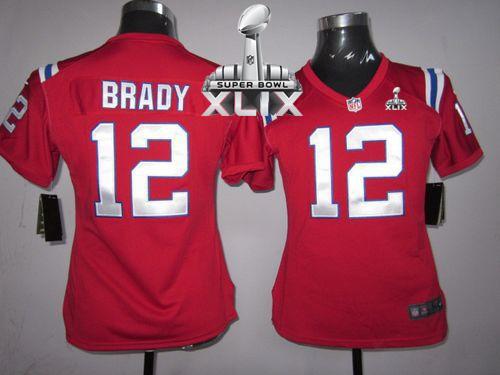 Women's Nike Patriots #12 Tom Brady Red Alternate Super Bowl XLIX Stitched NFL Elite Jersey