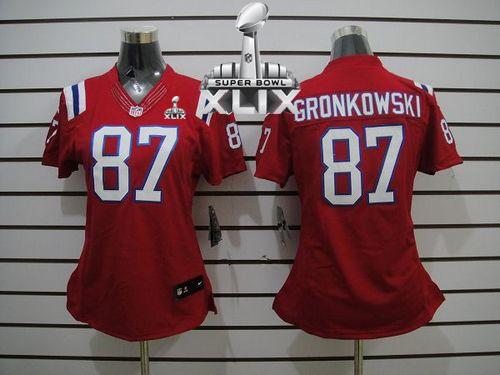 Women's Nike Patriots #87 Rob Gronkowski Red Alternate Super Bowl XLIX Stitched NFL Limited Jersey