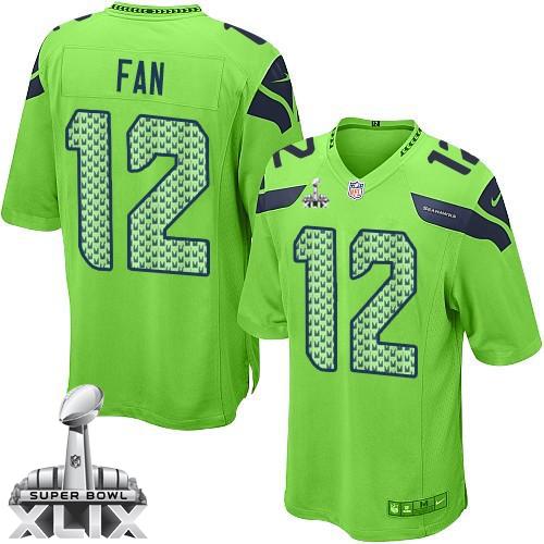 Youth Nike Seahawks #12 Fan Green Alternate Super Bowl XLIX Stitched NFL Elite Jersey