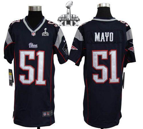 Youth Nike Patriots #51 Jerod Mayo Navy Blue Team Color Super Bowl XLIX Stitched NFL Elite Jersey