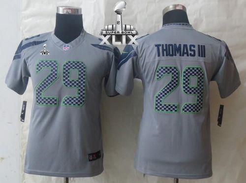 Youth Nike Seahawks #29 Earl Thomas III Grey Alternate Super Bowl XLIX Stitched NFL Limited Jersey