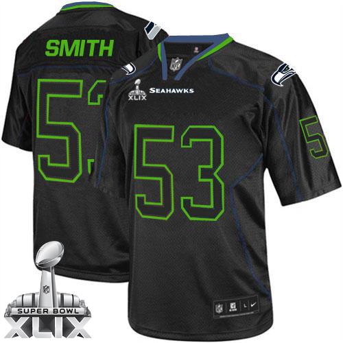 Youth Nike Seahawks #53 Malcolm Smith Lights Out Black Super Bowl XLIX Stitched NFL Elite Jersey