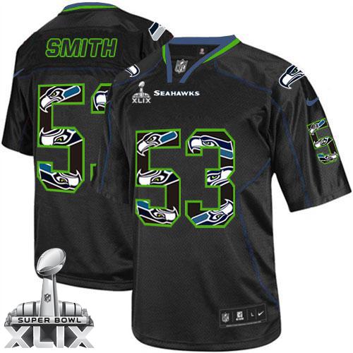 Youth Nike Seahawks #53 Malcolm Smith New Lights Out Black Super Bowl XLIX Stitched NFL Elite Jersey