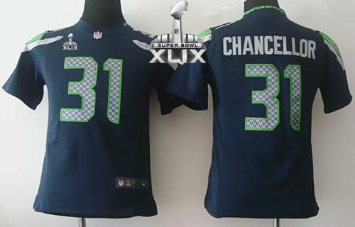 Youth Nike Seahawks #31 Kam Chancellor Steel Blue Team Color Super Bowl XLIX Stitched NFL Elite Jersey