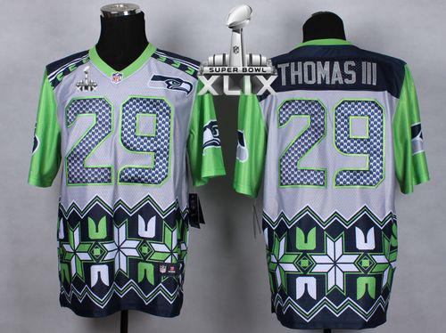 Nike Seahawks #29 Earl Thomas III Grey Super Bowl XLIX Men's Stitched NFL Elite Noble Fashion Jersey