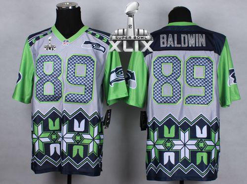 Nike Seahawks #89 Doug Baldwin Grey Super Bowl XLIX Men's Stitched NFL Elite Noble Fashion Jersey