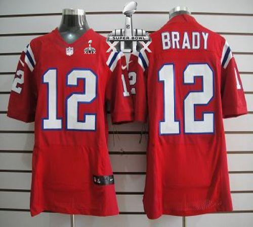 Nike Patriots #12 Tom Brady Red Alternate Super Bowl XLIX Men's Stitched NFL Elite Jersey