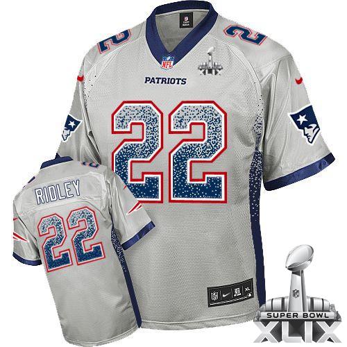 Nike Patriots #22 Stevan Ridley Grey MSuper Bowl XLIX en's Stitched NFL Elite Drift Fashion Jersey