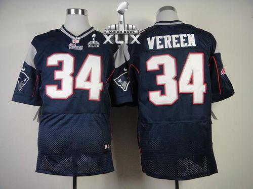 Nike Patriots #34 Shane Vereen Navy Blue Team Color Super Bowl XLIX Men's Stitched NFL Elite Jersey