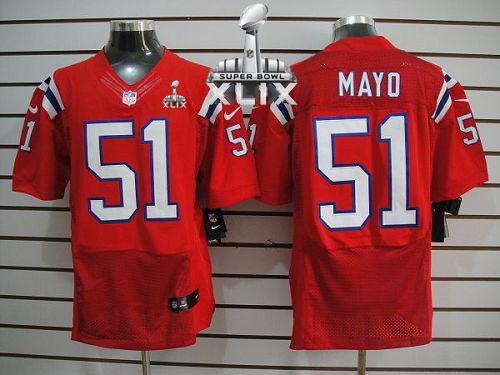 Nike Patriots #51 Jerod Mayo Red Alternate Super Bowl XLIX Men's Stitched NFL Elite Jersey