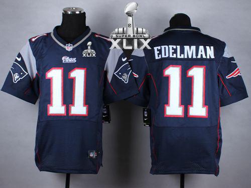 Nike Patriots #11 Julian Edelman Navy Blue Team Color Super Bowl XLIX Men's Stitched NFL Elite Jersey