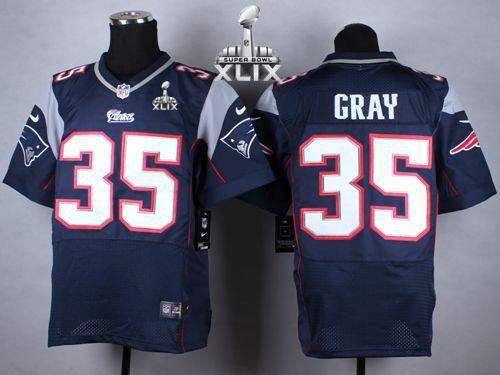 Nike Patriots #35 Jonas Gray Navy Blue Team Color Super Bowl XLIX Men's Stitched NFL Elite Jersey