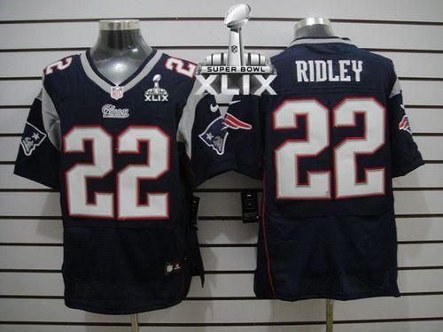 Nike Patriots #22 Stevan Ridley Navy Blue Team Color Super Bowl XLIX Men's Stitched NFL Elite Jersey