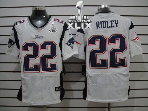 Nike Patriots #22 Stevan Ridley White Super Bowl XLIX Men's Stitched NFL Elite Jersey