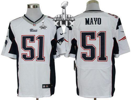 Nike Patriots #51 Jerod Mayo White Super Bowl XLIX Men's Stitched NFL Elite Jersey