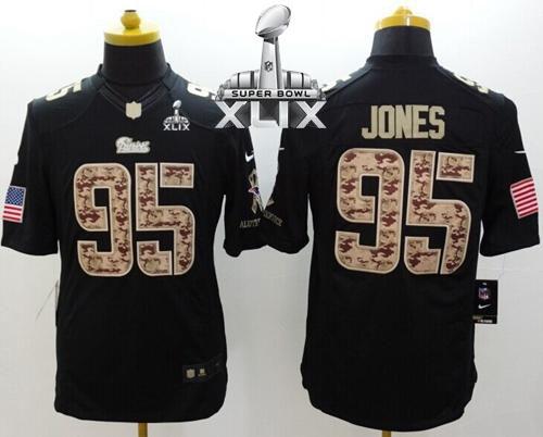 Nike Patriots #95 Chandler Jones Black Super Bowl XLIX Men's Stitched NFL Limited Salute to Service Jersey
