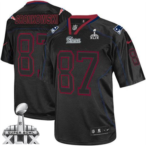 Nike Patriots #87 Rob Gronkowski Lights Out Black Super Bowl XLIX Men's Stitched NFL Elite Jersey