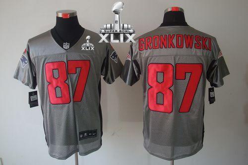 Nike Patriots #87 Rob Gronkowski Grey Shadow Super Bowl XLIX Men's Stitched NFL Elite Jersey