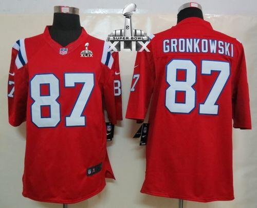 Nike Patriots #87 Rob Gronkowski Red Alternate Super Bowl XLIX Men's Stitched NFL Limited Jersey