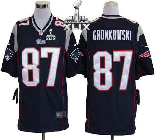 Nike Patriots #87 Rob Gronkowski Navy Blue Team Color Super Bowl XLIX Men's Stitched NFL Game Jersey