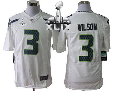 Nike Seahawks #3 Russell Wilson White Super Bowl XLIX Men's Stitched NFL Limited Jersey