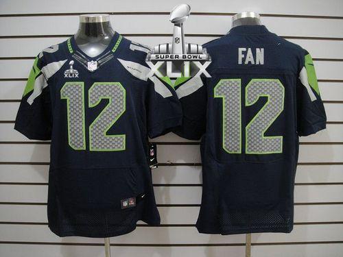 Nike Seahawks #12 Fan Steel Blue Team Color Super Bowl XLIX Men's Stitched NFL Elite Jersey
