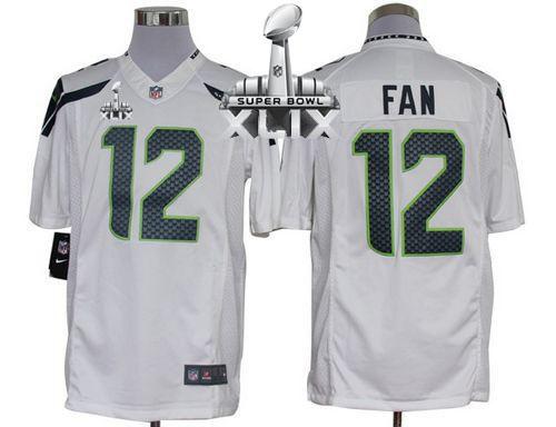 Nike Seahawks #12 Fan White Super Bowl XLIX Men's Stitched NFL Limited Jersey