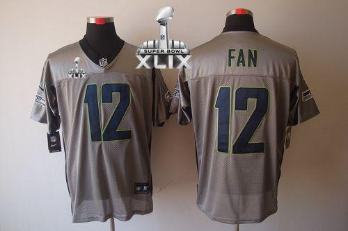 Nike Seahawks #12 Fan Grey Shadow Super Bowl XLIX Men's Stitched NFL Elite Jersey