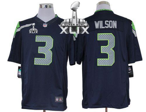 Nike Seahawks #3 Russell Wilson Steel Blue Team Color Super Bowl XLIX Men's Stitched NFL Limited Jersey