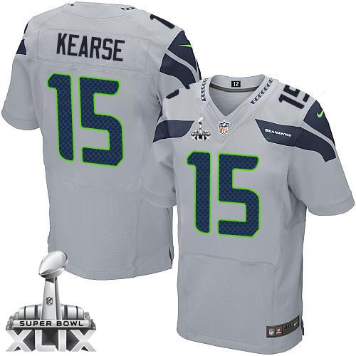 Nike Seahawks #15 Jermaine Kearse Grey Alternate Super Bowl XLIX Men's Stitched NFL Elite Jersey