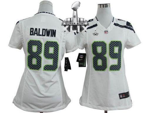 Women's Nike Seahawks #89 Doug Baldwin White Super Bowl XLIX Stitched NFL Elite Jersey