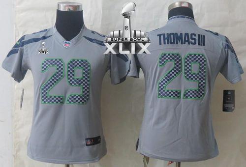 Women's Nike Seahawks #29 Earl Thomas III Grey Alternate Super Bowl XLIX Stitched NFL Limited Jersey