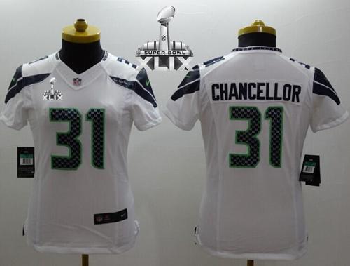 Women's Nike Seahawks #31 Kam Chancellor White Super Bowl XLIX Stitched NFL Limited Jersey