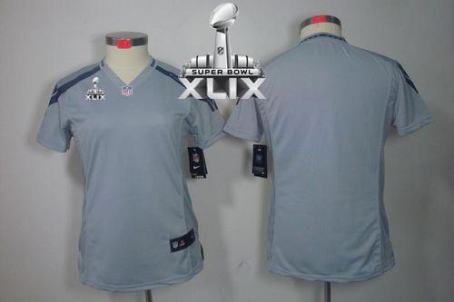 Women's Nike Seahawks Blank Grey Alternate Super Bowl XLIX Stitched NFL Limited Jersey