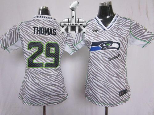 Women's Nike Seahawks #29 Earl Thomas III Zebra Super Bowl XLIX Stitched NFL Elite Jersey