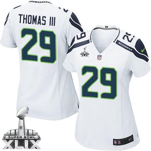 Women's Nike Seahawks #29 Earl Thomas III White Super Bowl XLIX Stitched NFL Elite Jersey