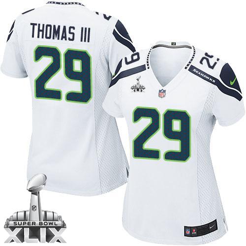 Women's Nike Seahawks #29 Earl Thomas III White Super Bowl XLIX Stitched NFL Limited Jersey